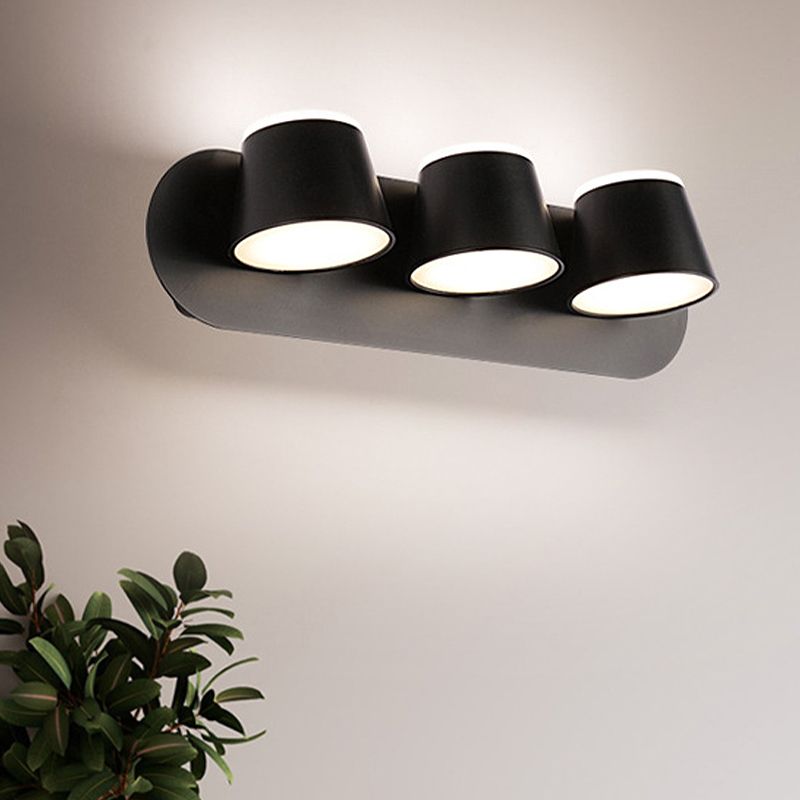 1/2/3 Lights Clice murale de la chambre avec une nuance en métal à cône MODERNE BLANC / VANIÈME ÉCLAIR