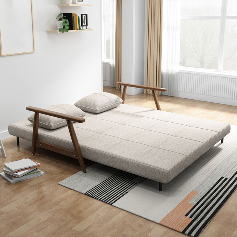Convertible Cotton Blend and Faux Leather Modern Sofa Bed in Brown
