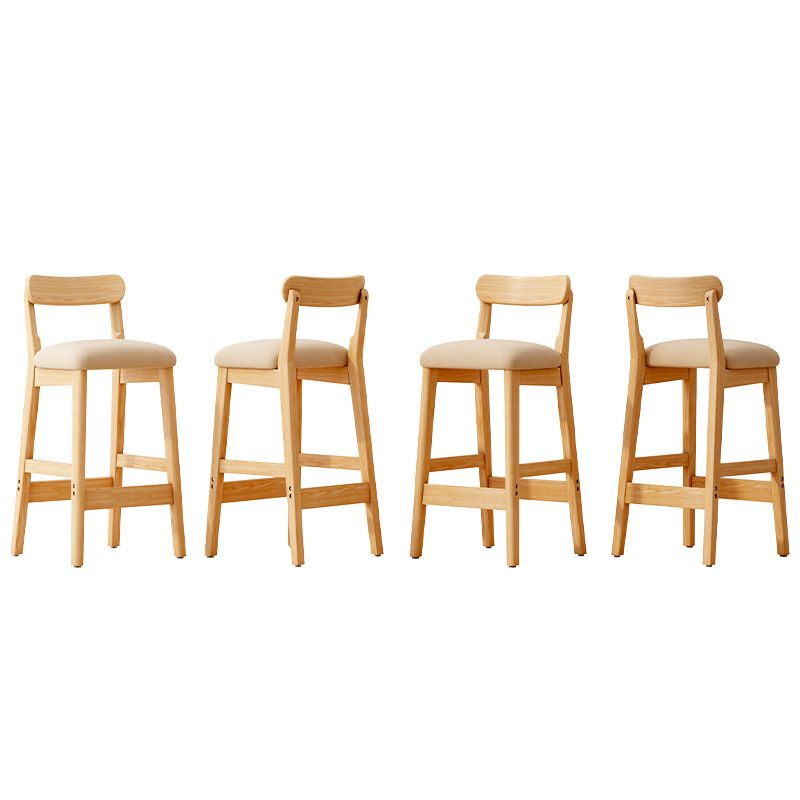 Scandinavian Wood Stool Fabric Upholstered Seat Counter Stool in Matte Finish