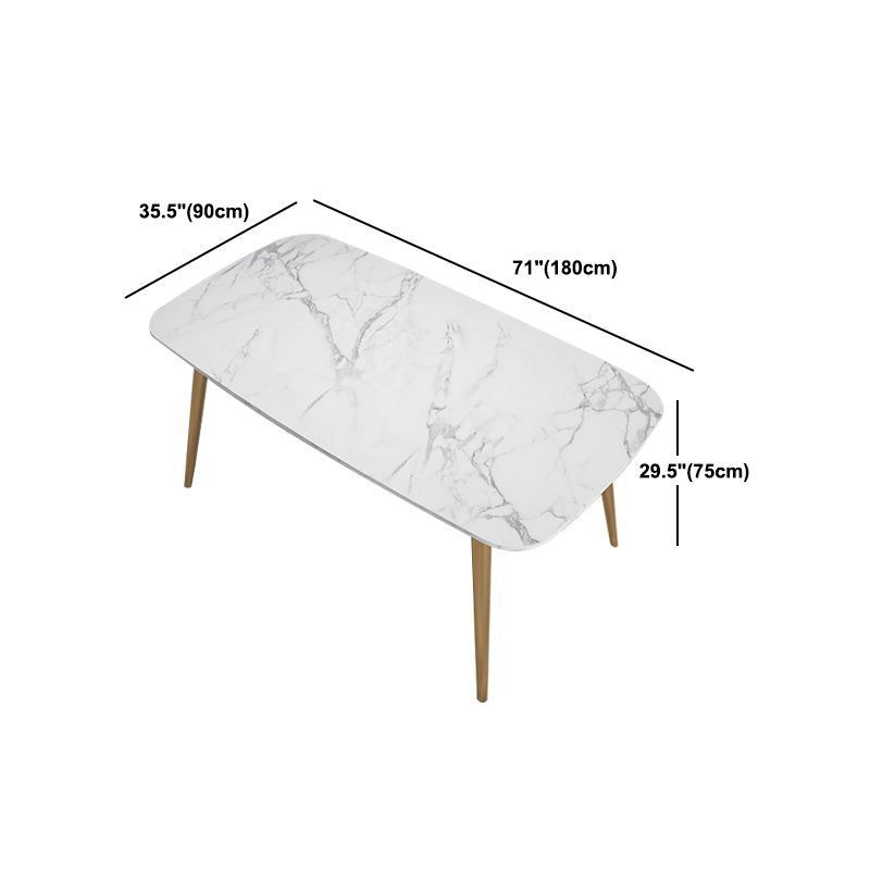 Glam Iron Dinette Set 1/4/5 Pieces Rectangle White Sintered Stone Top Dining Table Set