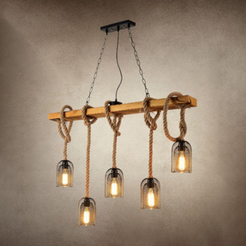 Industrial Wooden Island Light Household Hanging Lighting Fixture