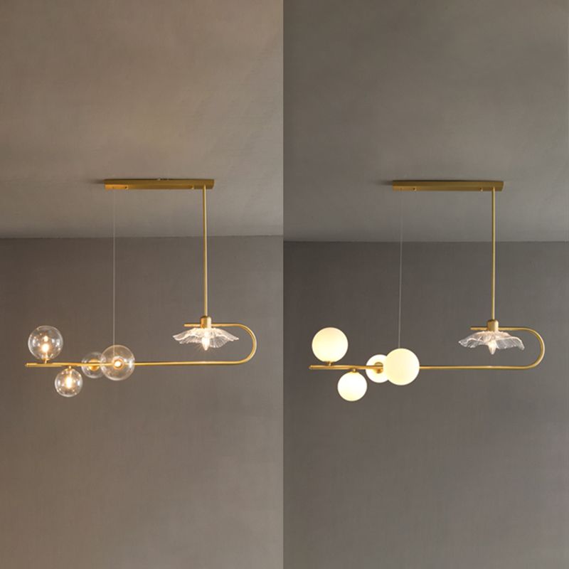 Contemporary Pendant Lights Linear Island Lighting hanging lamp in Gold