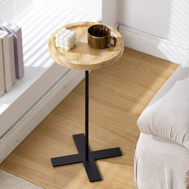 21.65" Tall Contemporary Style Side End Table Pedestal Round Sofa Side Accent Table