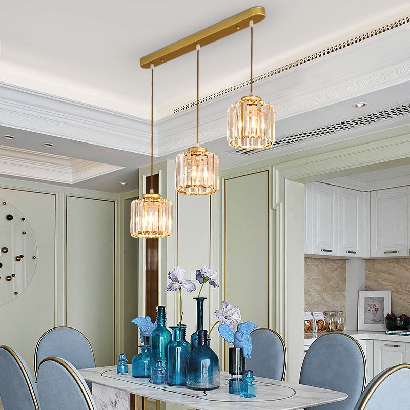 3 Heads Crystal Hanging Light Contemporary Pendant Lighting for Living Room