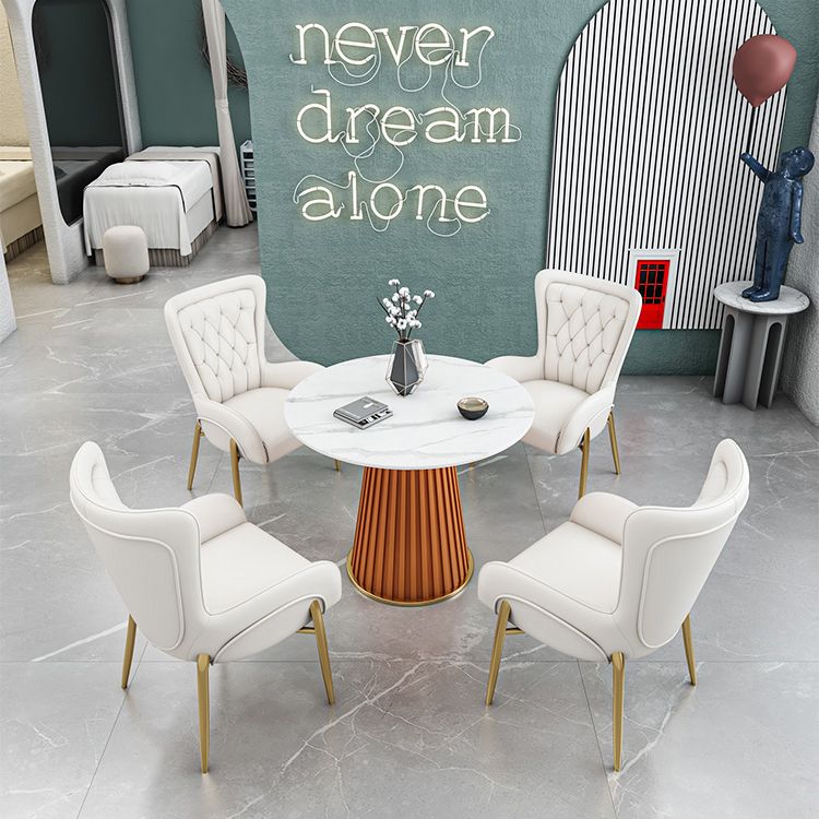 Glam 1/5 Pieces Dining Set Round Stone Dining Table for Kitchen