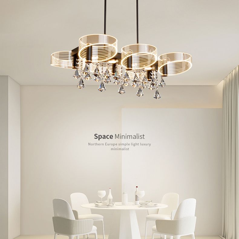 Luces de lámpara de araña de isla de estilo moderno luces colgantes de aluminio LED para comedor