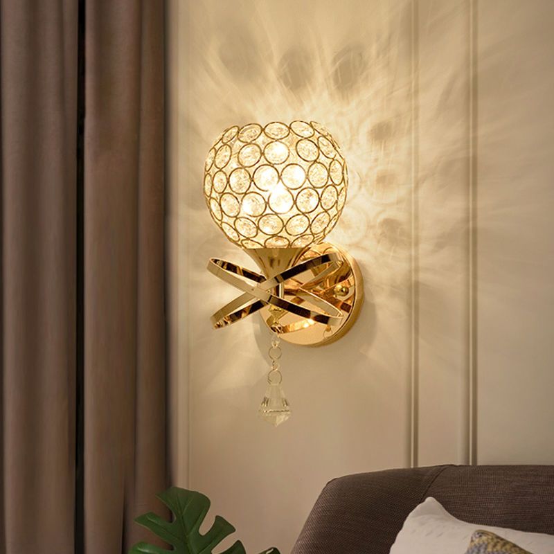 Luce da parete globale Pliona lampada moderna a parete a 1 luci con tonalità di cristallo chiaro