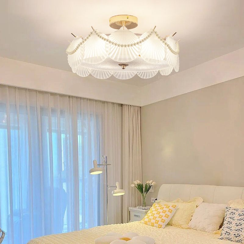 Contemporary Flush Mount Light Simple Flush Mount Ceiling Light Fixture with Glass Shade