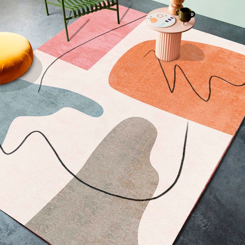 Nordic Random Pattern Rug Multicolor Polyester Area Carpet Non-Slip Backing Rug for Living Room