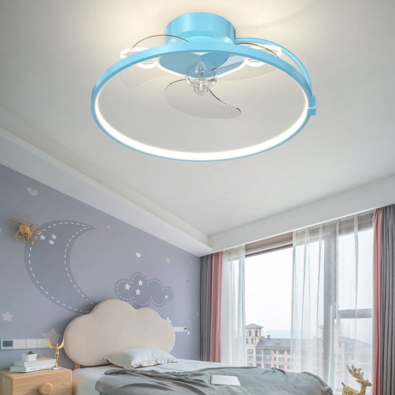 Hartvleugels gevormd plafondventilator lamp cartoon metalen kinderen slaapkamer led spoeling mount licht