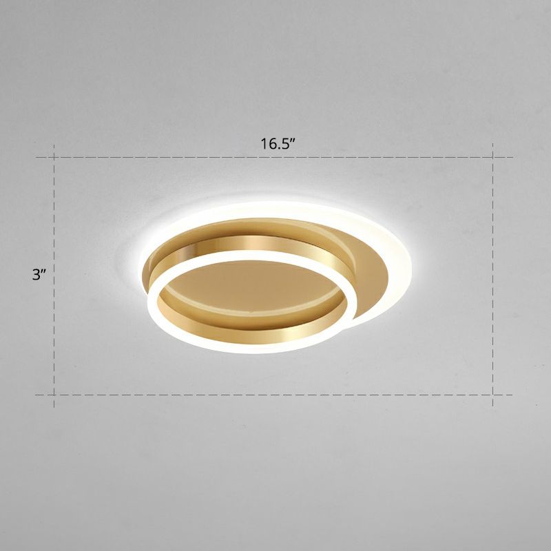 Metallic Ring Shaped Flushmount Licht Zeitgenössische Gold Finish LED Deckenhalterung Licht