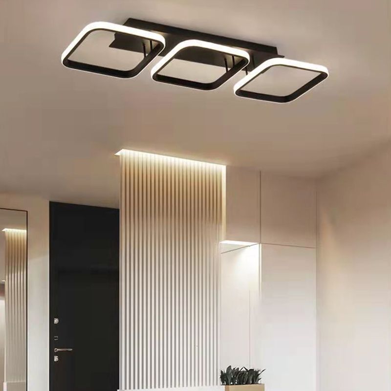 Metall quadratische Schatten Flush Deckenleuchte moderne Multi -Leuchten Flush -Montierung in Schwarz