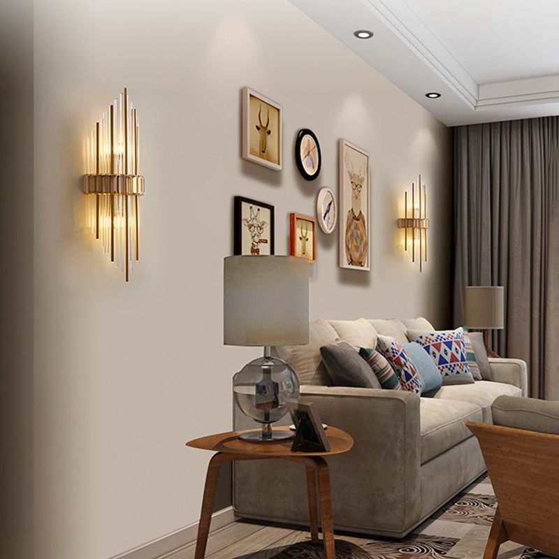 2-Light Geometric Wall Light Sconce Modern Style Glass Wall Lighting