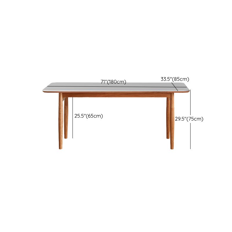 Simplicity Style Rectangle Stone Fixed Dinner Table with 4-foot