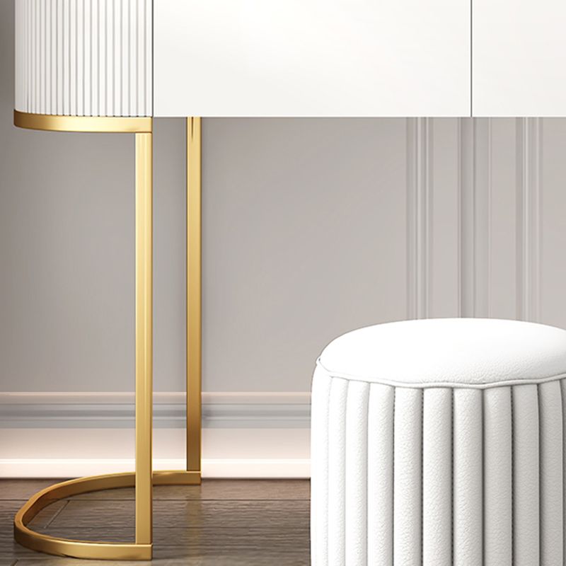 5 Drawers Vanity Set with Padded Stool 29.52" High Dresser in White