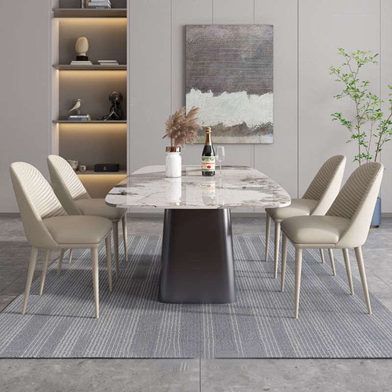 Chaises de salle à manger en cuir de chaise à dossier solide sans accoudoirs de style contemporain pour la cuisine
