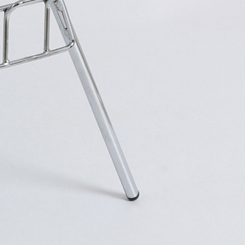 Stackable Armless Dining Chairs Solid Back Side Chairs with Metal Legs