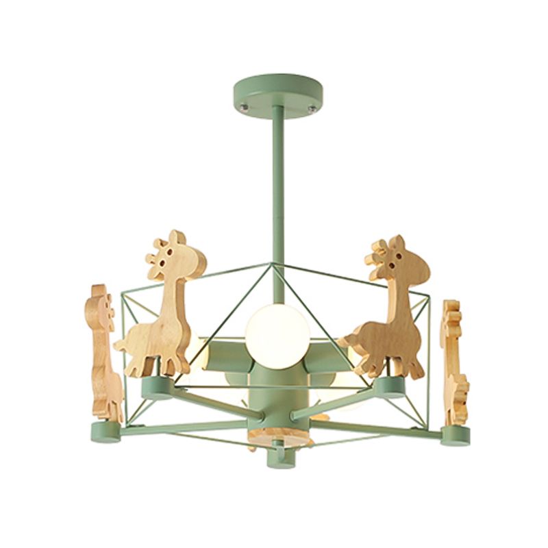 5-Light Spherical Branch Hanging Pendant Modern Macaron Style Metal Hanging Lighting