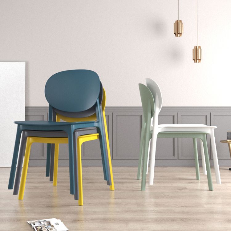 Plastic Contemporary Kitchen Dining Chair Armless Open Back Chair