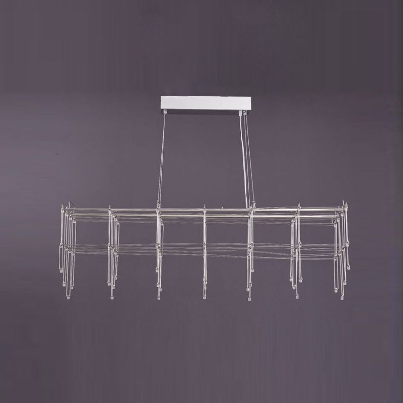 Edelstahl -Quaderinsel Island Beleuchtung moderner LED -LED Hängende Licht für Esszimmer