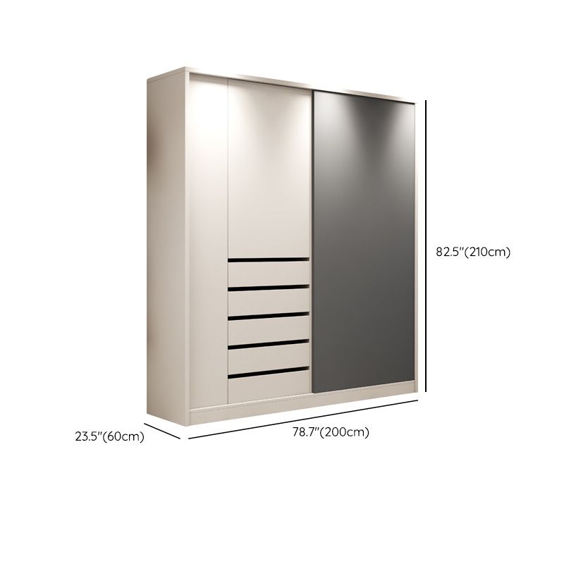 Modern Style Sliding Doors Armoire Wooden Storage Cabinet with Shelves