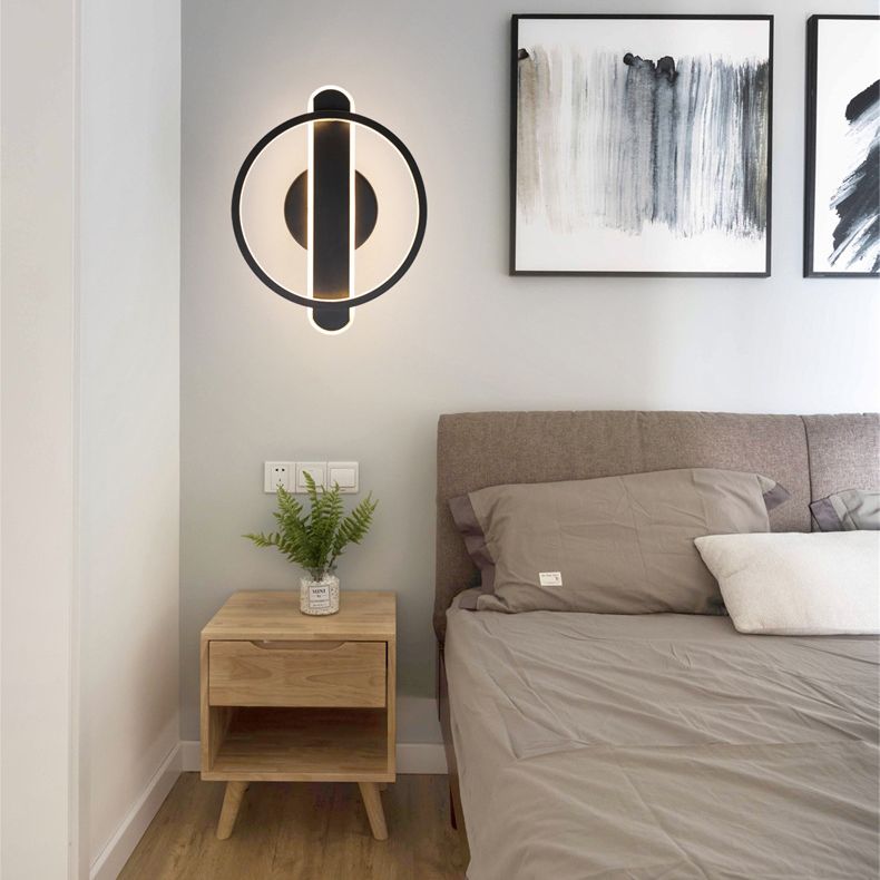 1 lumière du cercle de cercle Light Light Metal Mur de style moderne pour le chevet de l'hôtel