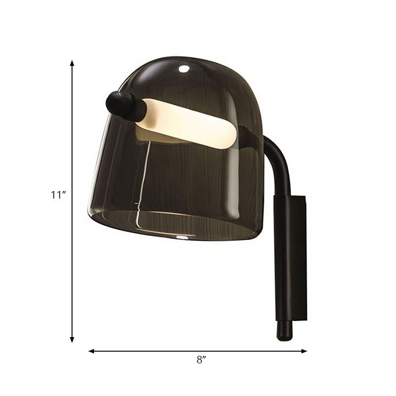 Dome Living Room Sconce Lighting White/Black Glass 1 Light Modernist Led Wall Mounted Lamp