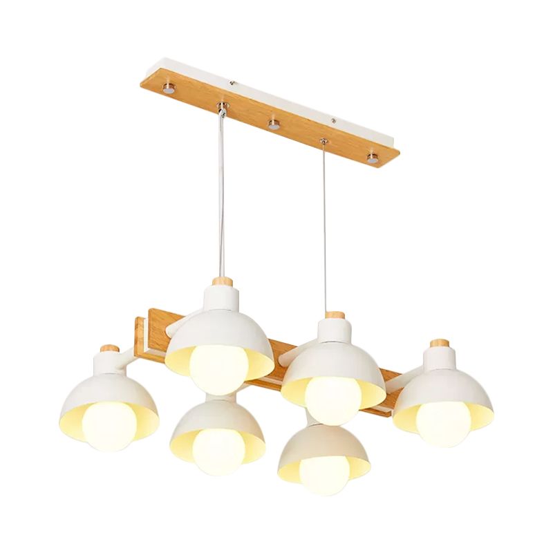 4/6 luces de tono de domo lineal lámpara lineal isla de metal nórdica iluminación en blanco