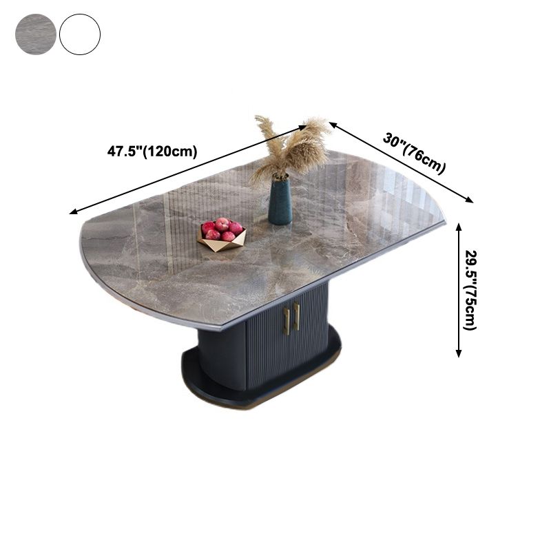 Glam Sintered Stone Extendable Table Round Shape Standard Dining Table for Kitchen