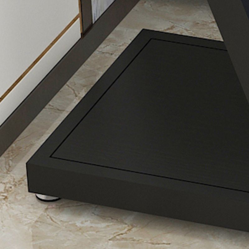 Modern 23.22" Tall Square Glass Top Side Table Steel Trestle Base End Table with Shelf