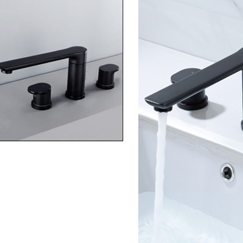 Contemporary Bathroom Faucet Deck Mounted Copper Two Handle Swivel Roman Tub Faucet Set