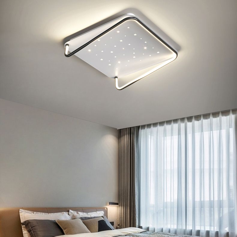 Geometry Shape LED Ceiling Lamp Modern Aluminum 2 Lights Flush Mount for Living Room