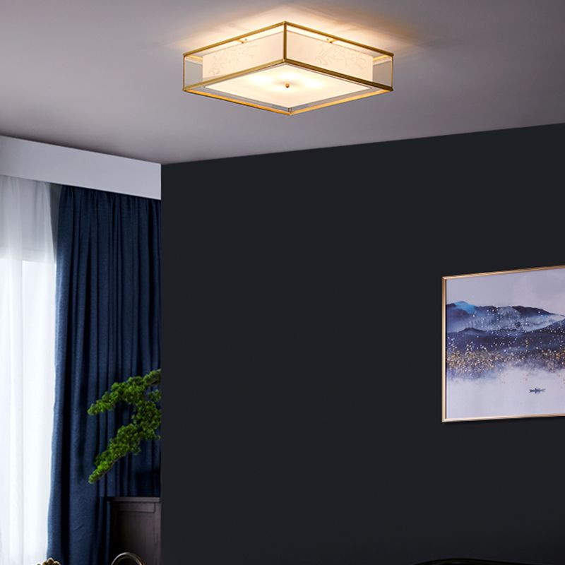 Plafonnier à abat-jour en tissu, lampe encastrée multi-ampoules de Style asiatique pour le salon