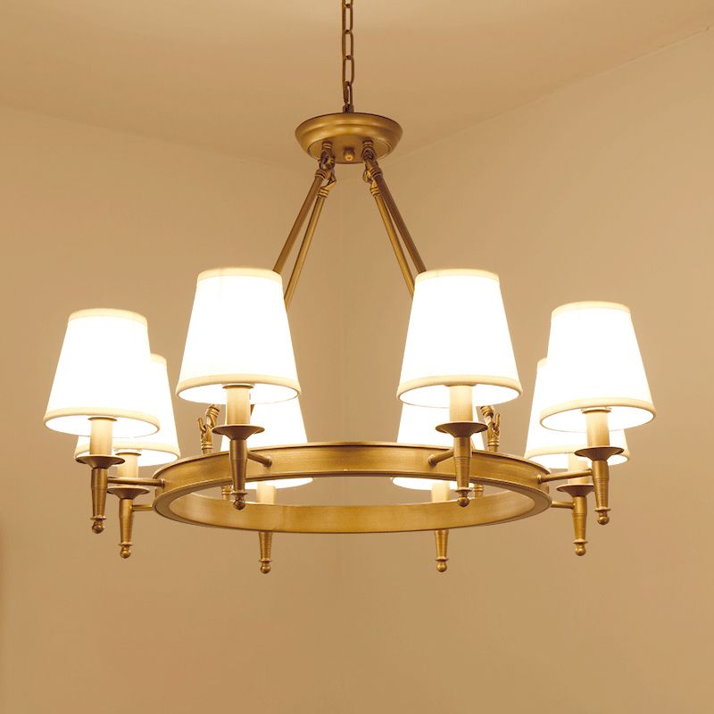 8 Heads Ceiling Lighting Minimalism Empire Shade Fabric Chandelier Light for Living Room