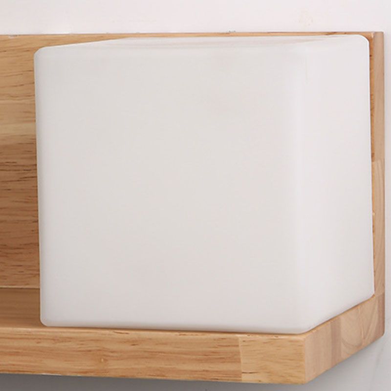 Lampada da parete rettangolare in legno in vetro minimalista moderno Pronzo da parete interno