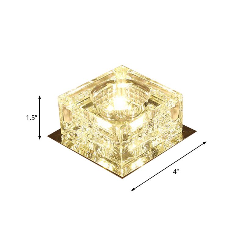 Corridoio LED Lampada da incasso semplice vicino alla luce del soffitto con paralume di cristallo smussato cubico