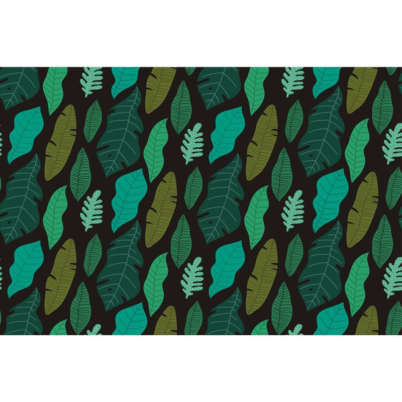 Leaves Print Mural Decals Tropical Non-Woven Textured Wall Covering in Pastel Color