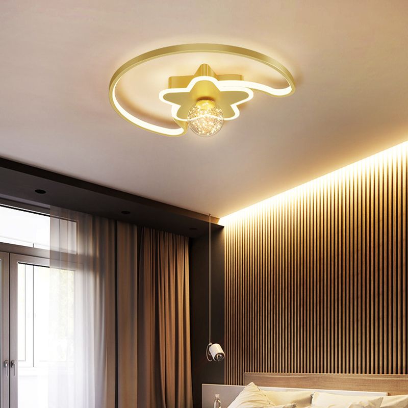 Plafondlamp met metalen kap, eenvoud-stijl LED-plafondmontageverlichting voor slaapkamer