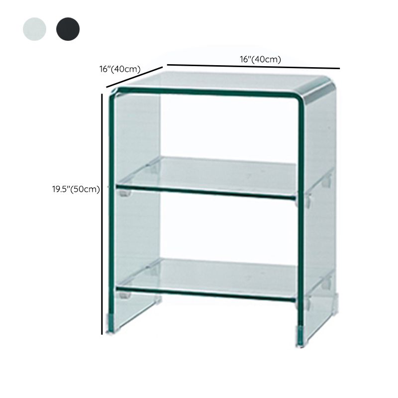 Modern Glass Square Side End Table Sled Corner Table for Living Room