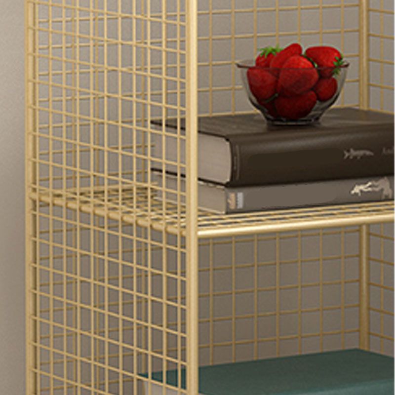 Modern Metal Bookshelf Standard Vertical Closed Back Bookcase in Burnish