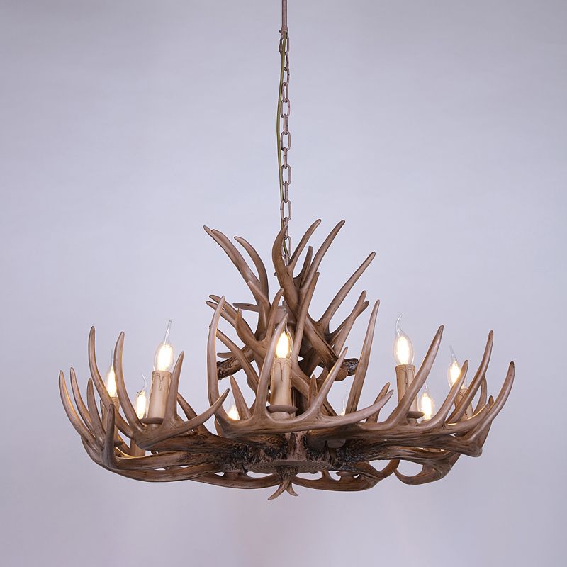 Vintage Antler Shaped Chandelier Light Fixture Resin Pendant Light for Restaurant