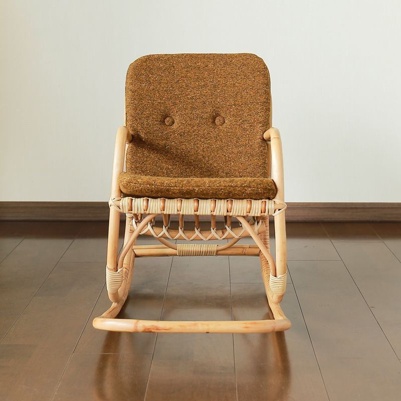 Modern Rocking Chair Wicker Removable Cushions Button-Tufted Rocker