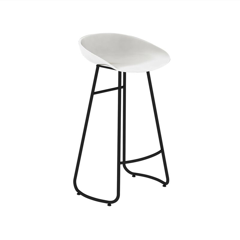 Simple Iron Low Back Barstool Nordic Indoor Tall Stool with Bucket Seat