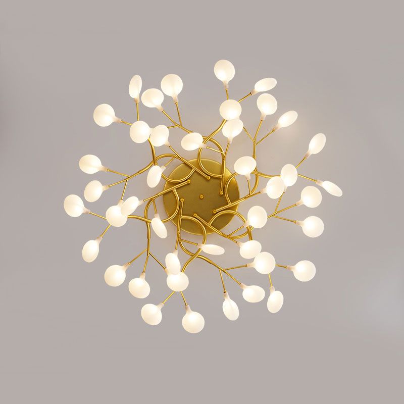 Branche d'arbre salon LED semi-encastré lumière métallique post-moderne lustre encastrable avec abat-jour luciole