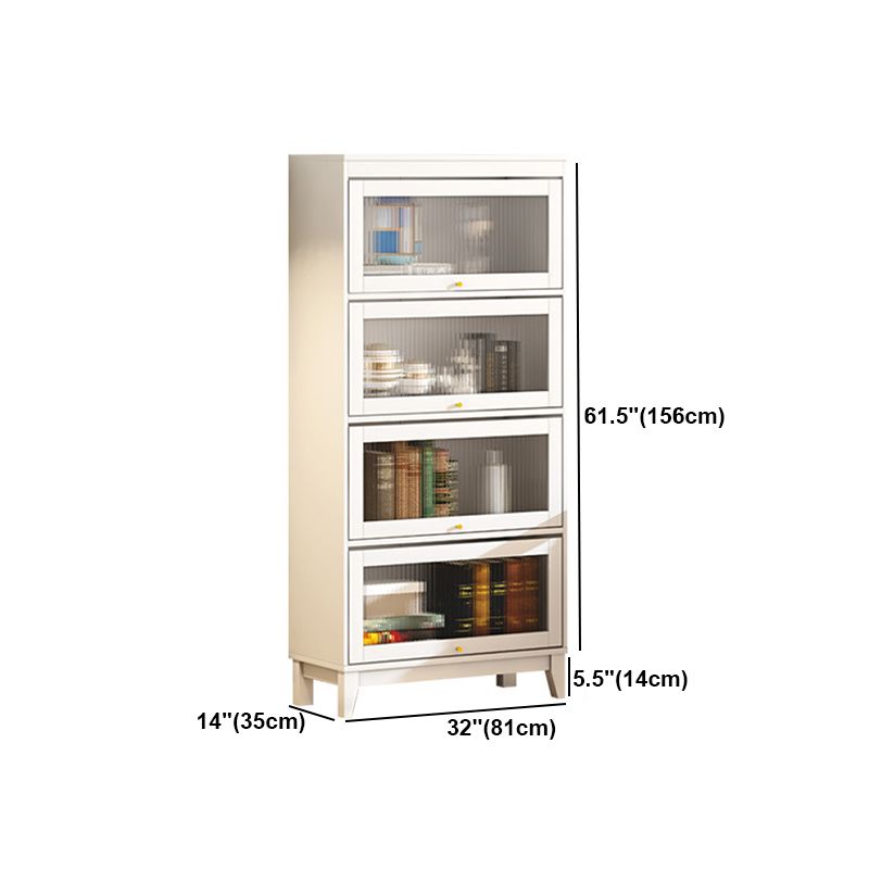 Urban Vertical Standard Bookcase White Manufactured Wood Bookshelf with Glass Doors