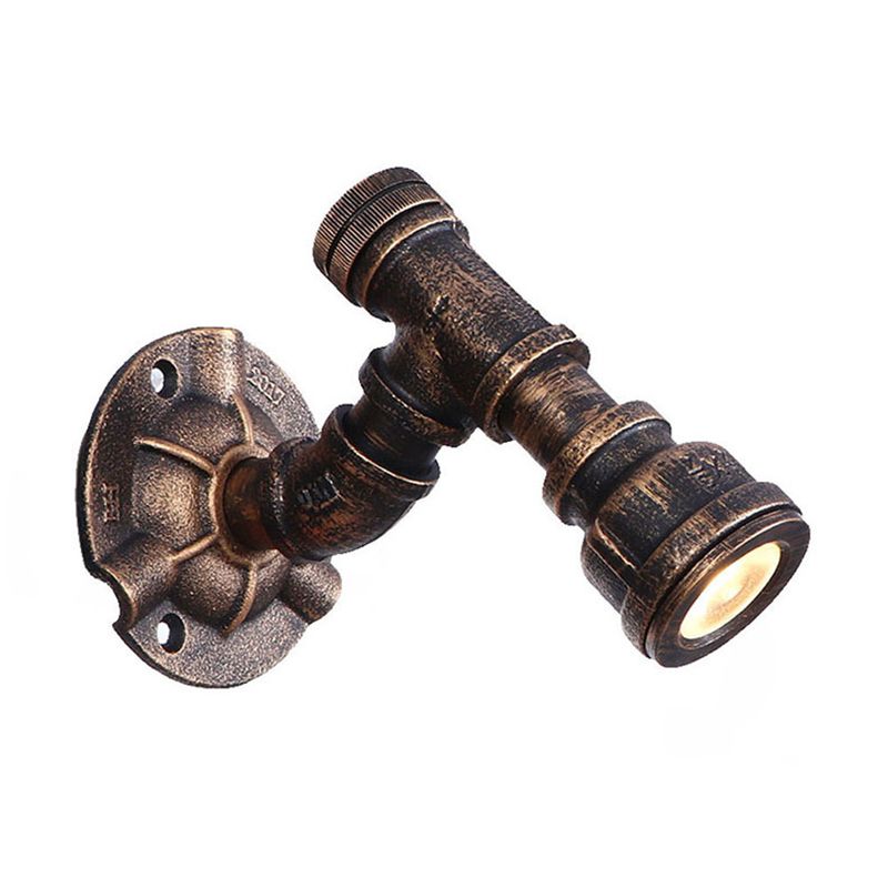 Bronze Pipe Wall Mounted Lamp Antique Style Metal Living Room Wall Light Sconce