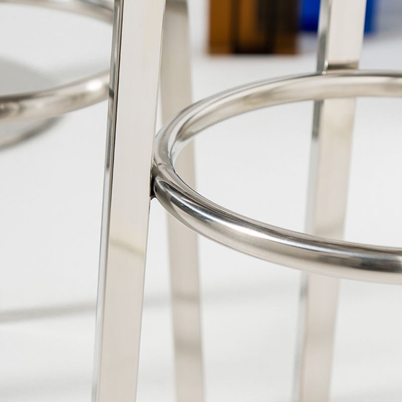 Glossy Stainless Steel Brushed Barstool Industrial Tall Stool with Round Seat