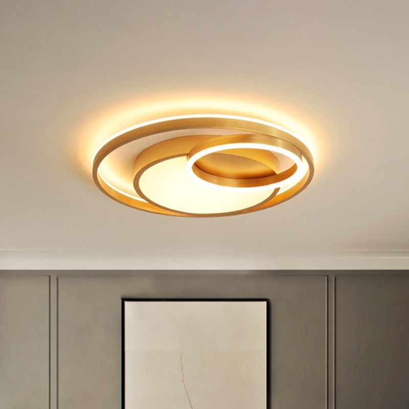 16"/23.5" Wide Circle Acrylic Ceiling Lamp Postmodern Gold LED Flush Mount Light Fixture, Warm Light/White Light/Remote Control Stepless Dimming