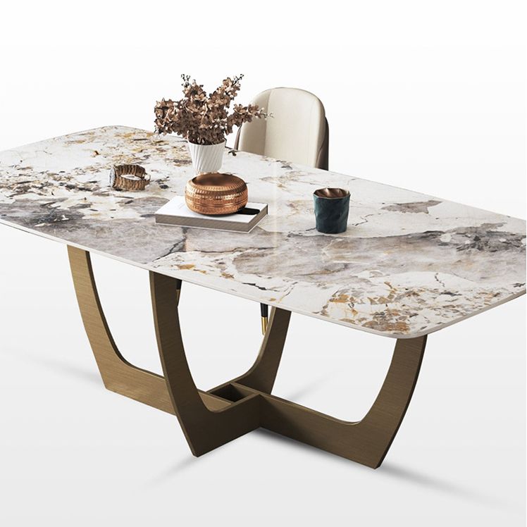 Luxurious Sintered Stone Top Dining Set Rectangle 1/4/5/6/7 Pieces Dining Table Set