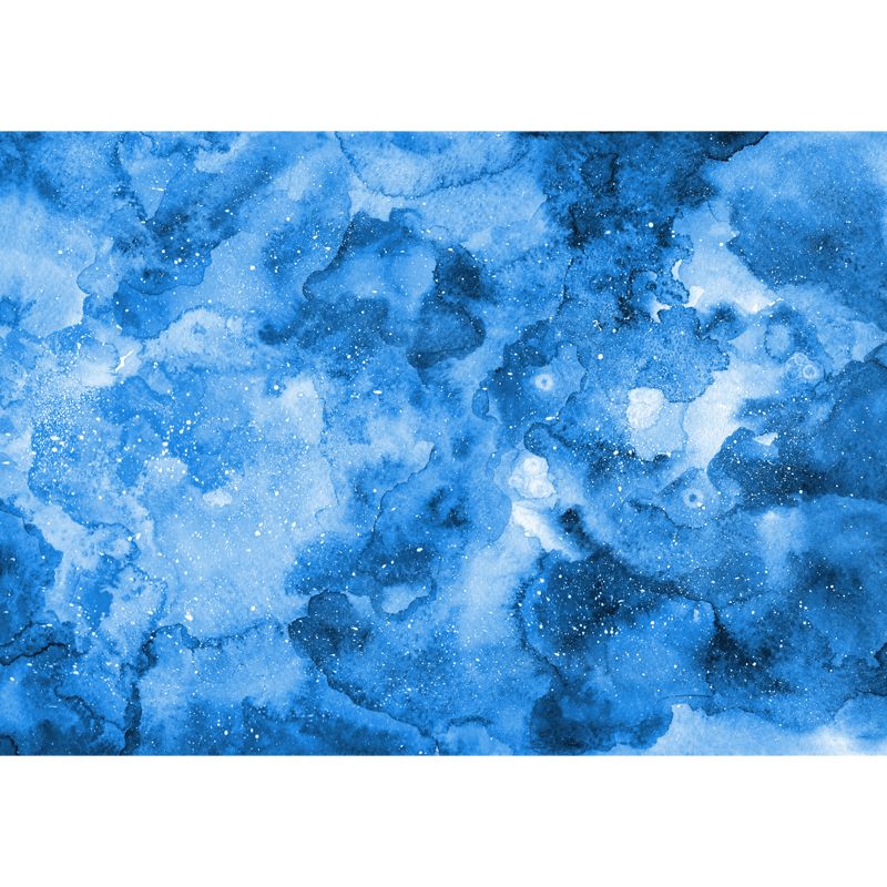 Ink in Water Look Mural Wallpaper Blue Artistry Wall Covering for Living Room, Custom-Print
